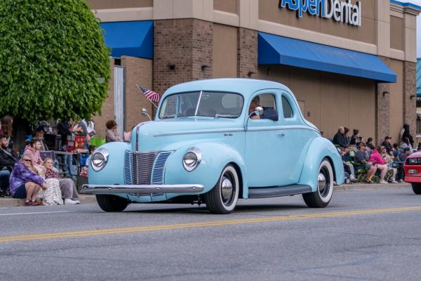 Blue car from the 1950's.