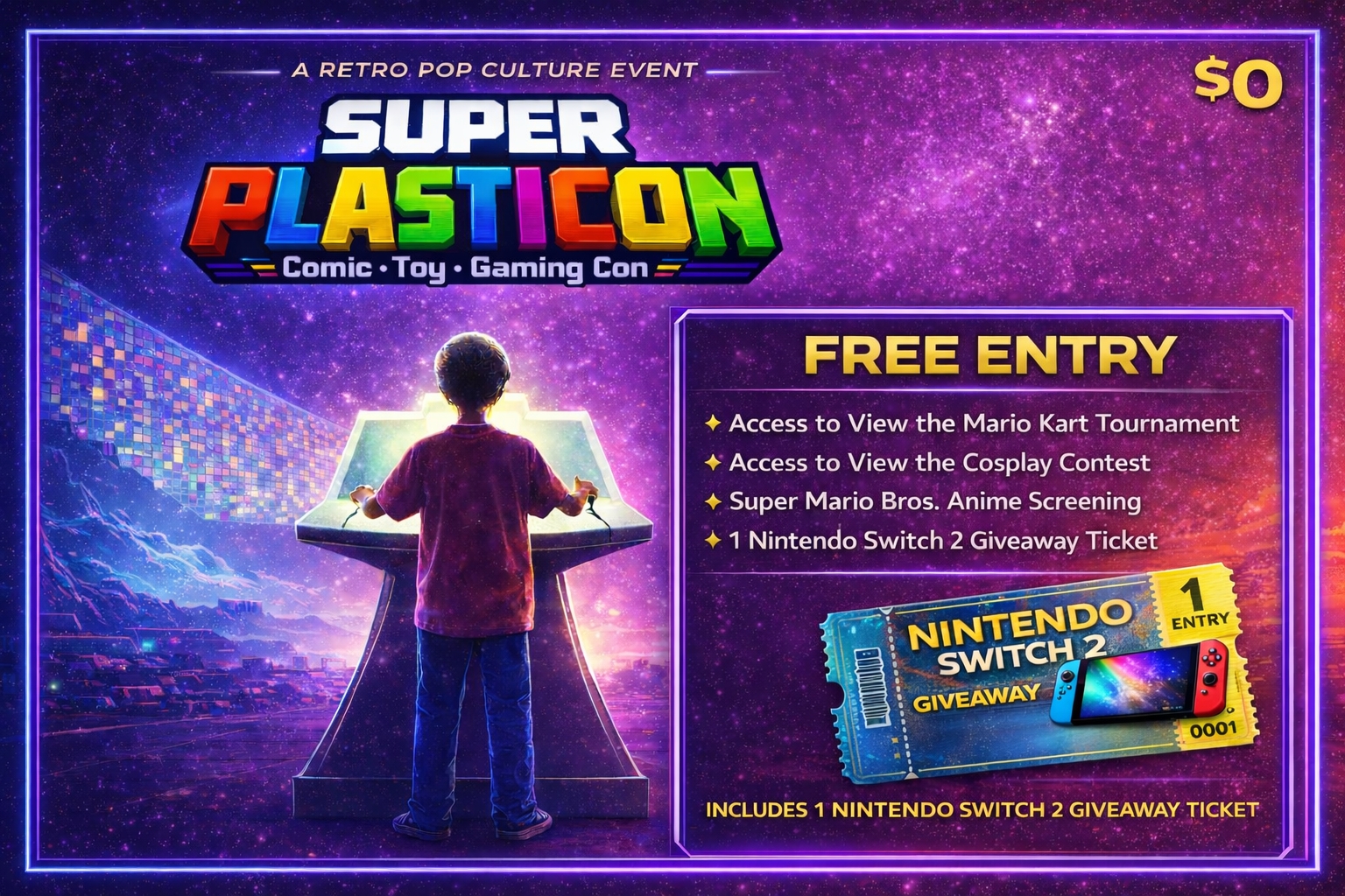 Free Admission to Super PlastiCon - 1 Free Switch 2 GIveaway Ticket cover picture