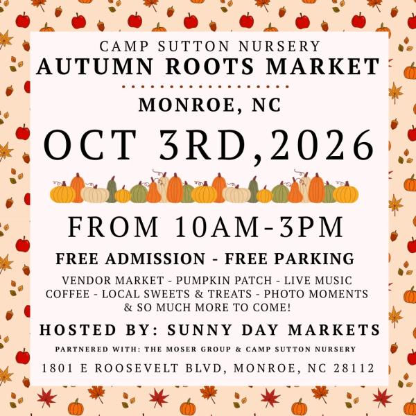 Autumn Roots Market Camp Sutton (Oct 3rd)