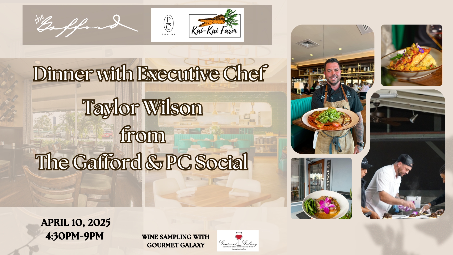 Kai Kai Farm wine pairing dinner by Executive Chef Taylor Wilson from The Gafford & Palm City Social