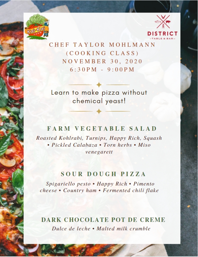 Cooking Class w/ Chef Taylor Mohlmann and Eric Hayes from District Table & Bar cover image