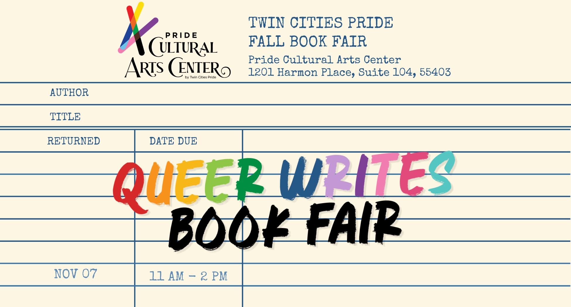 Queer Writes Book Fair - Fall 2026
