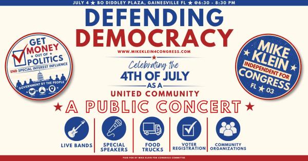 "Defending Democracy Public Concert - Mike Klein for Congress