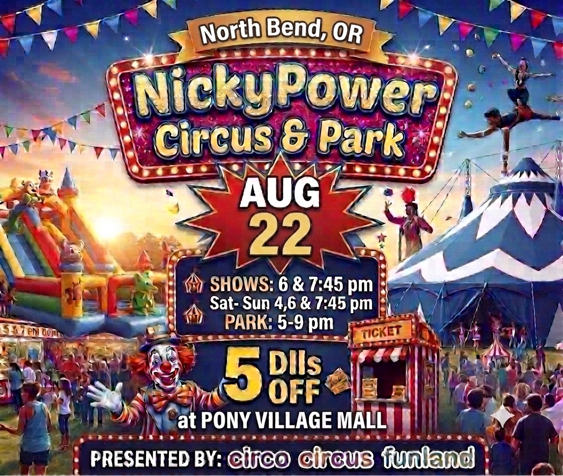 AUG 22 SHOW-ADULT  NickyPower Circus North Bend, OR. cover picture