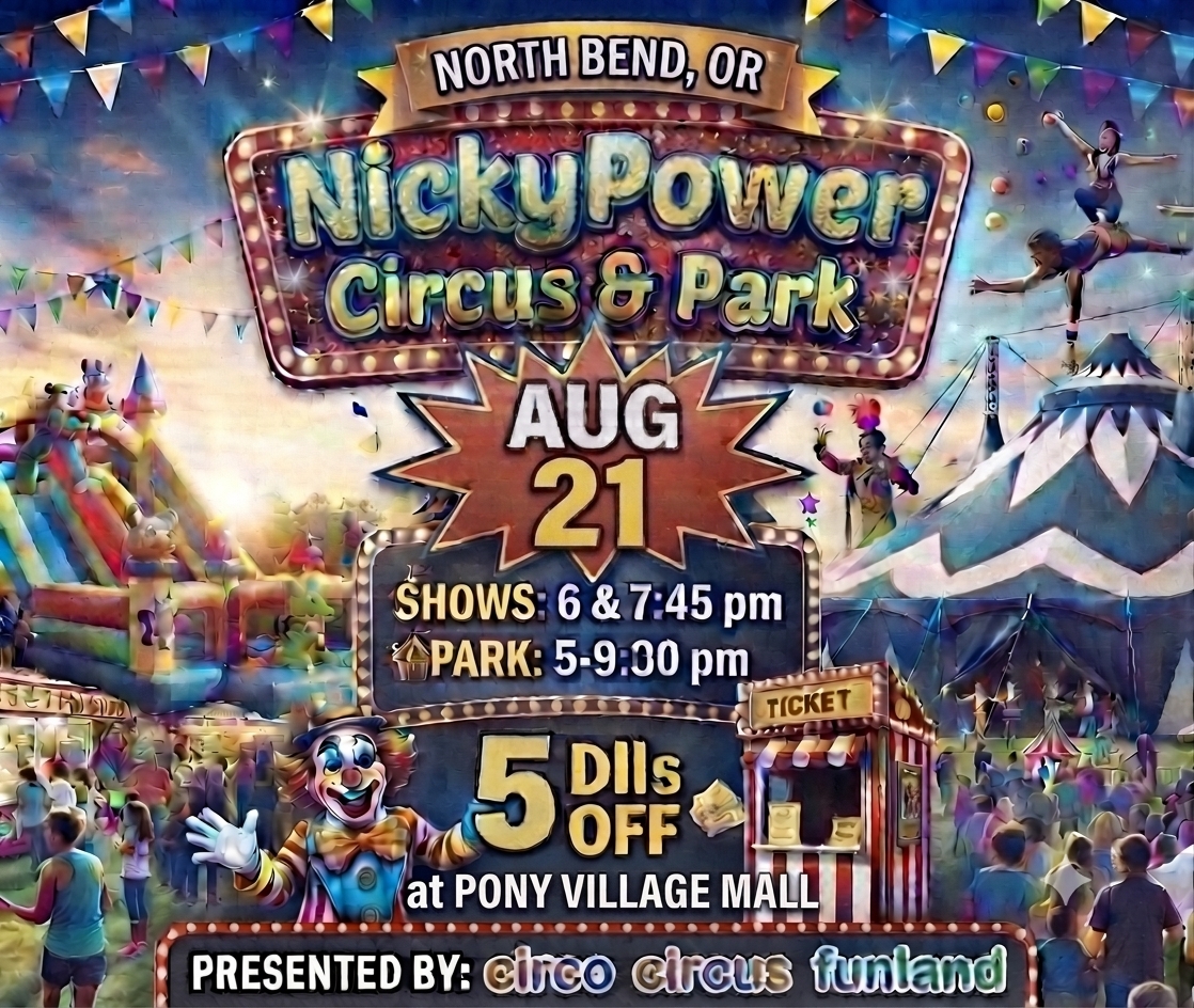 AUG 21 SHOW-ADULT  NickyPower Circus North Bend, OR. cover picture