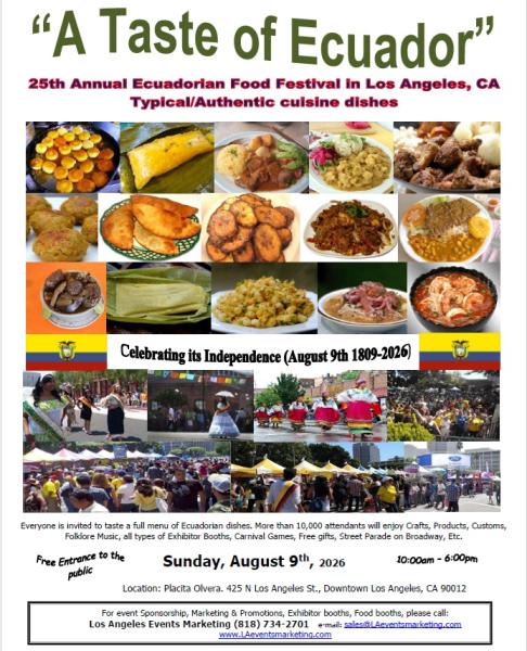 25th Annual &ldquo;A TASTE OF ECUADOR&rdquo; Food Festival in Los Angeles, CA