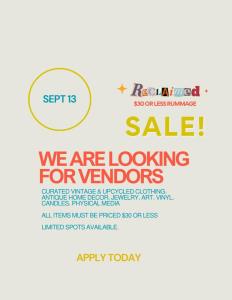 Reclaimed Rummage Sale - Sept 13