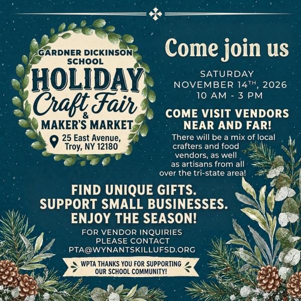 Wynantskill PTA Holiday Craft Fair and Maker&rsquo;s Market