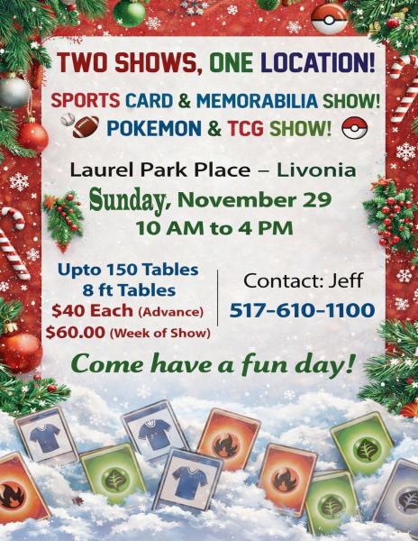 Livonia Show Laurel Park Mall November 29th Show