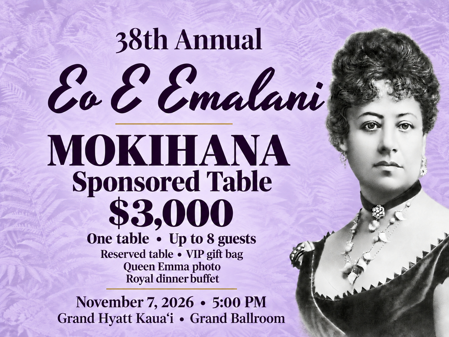 Mokihana Sponsored Table &ndash; Up to 8 Guests cover picture