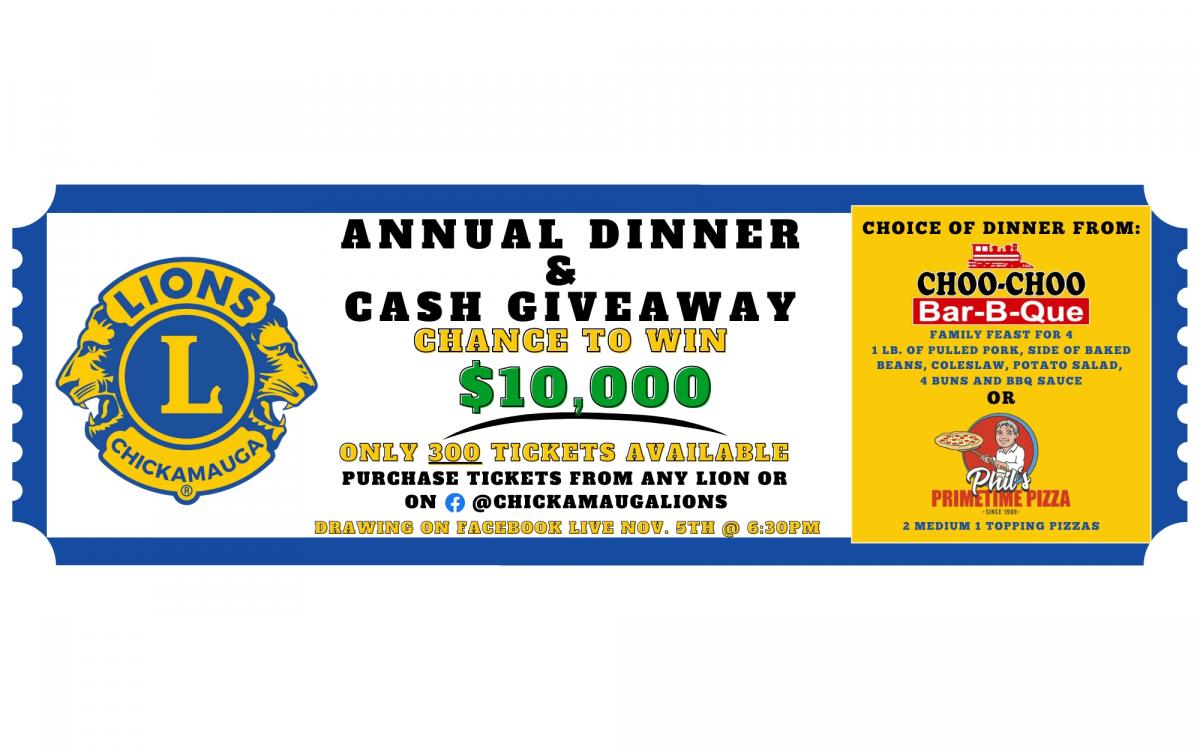 Annual Dinner and $10,000 Cash Givewaway