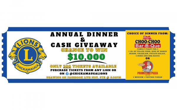 Annual Dinner and $10,000 Cash Givewaway