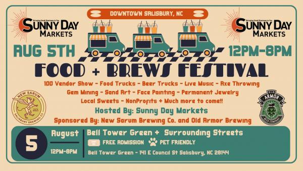 Food + Brews Festival Salisbury, NC (Aug 5th, 2023) Food + Brews Festival Salisbury, NC (Aug 5th, 2023)