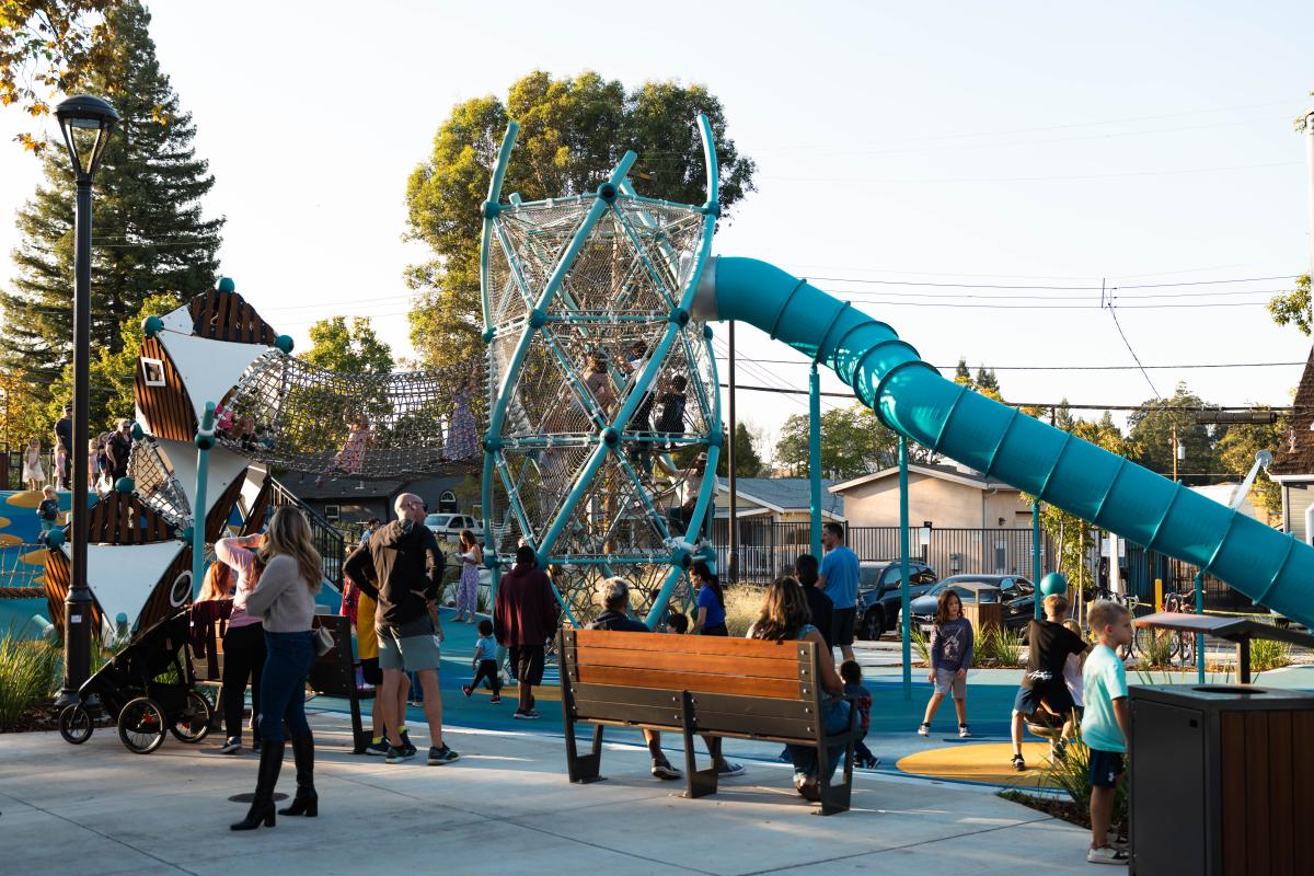 Playground next to Bandshell Stage during Folk Fest