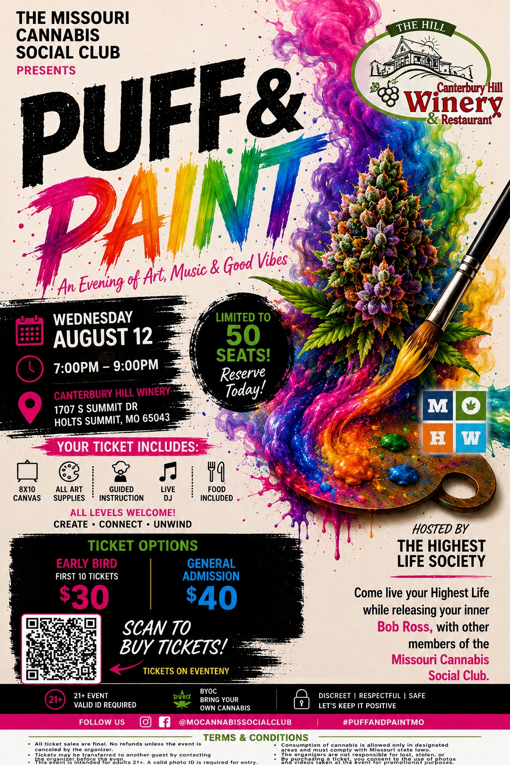 The Missouri Cannabis Social Club Presents: Puff & Paint at Canterbury Hill Winery