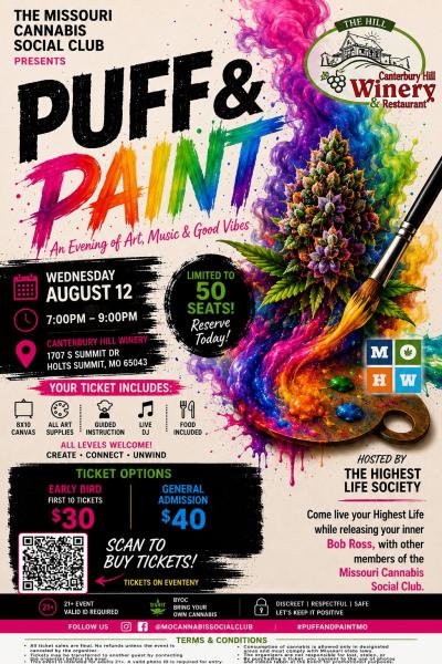 The Missouri Cannabis Social Club Presents: Puff & Paint at Canterbury Hill Winery