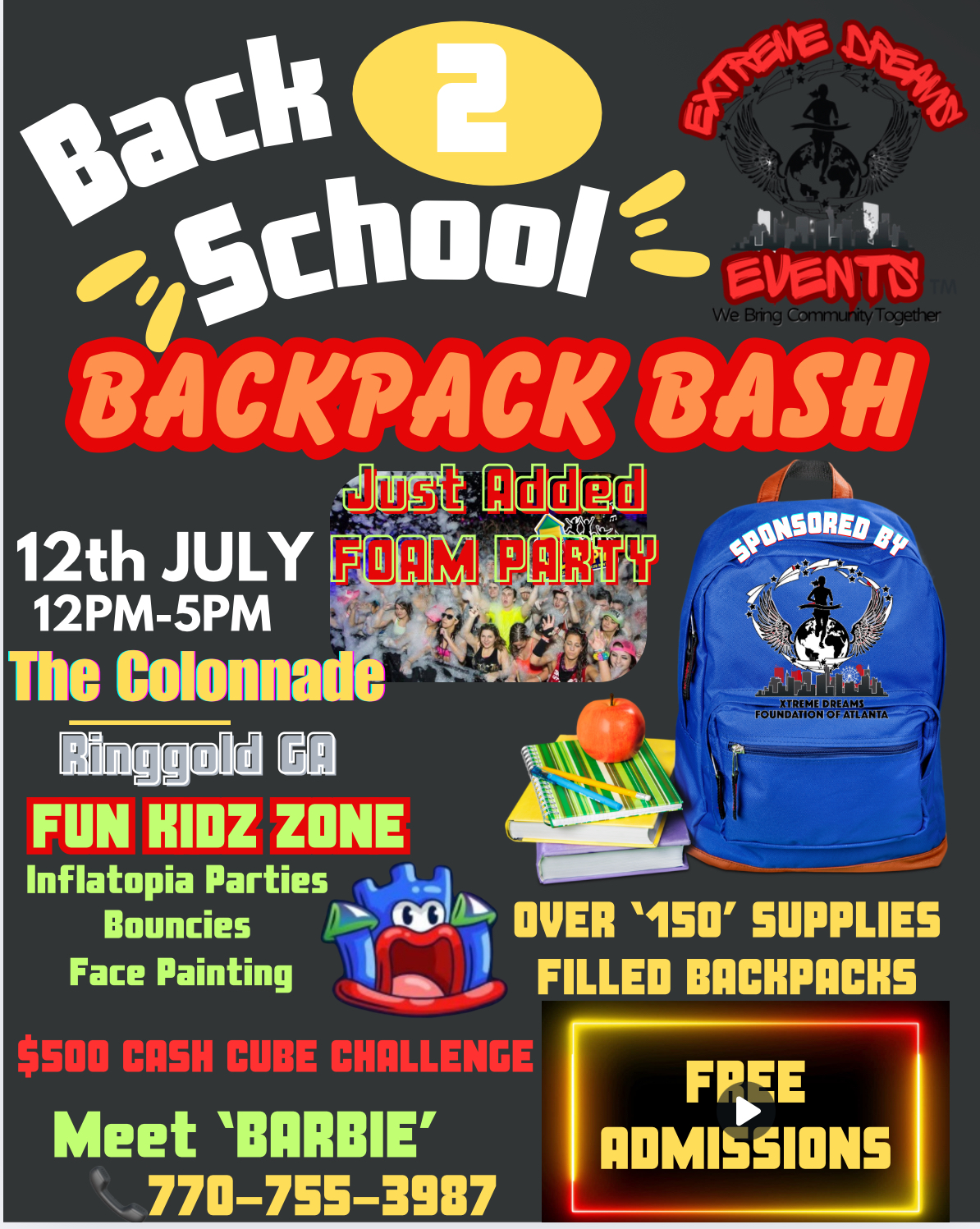 Back2School Backpack Bash at The Colonnade in Ringgold GA