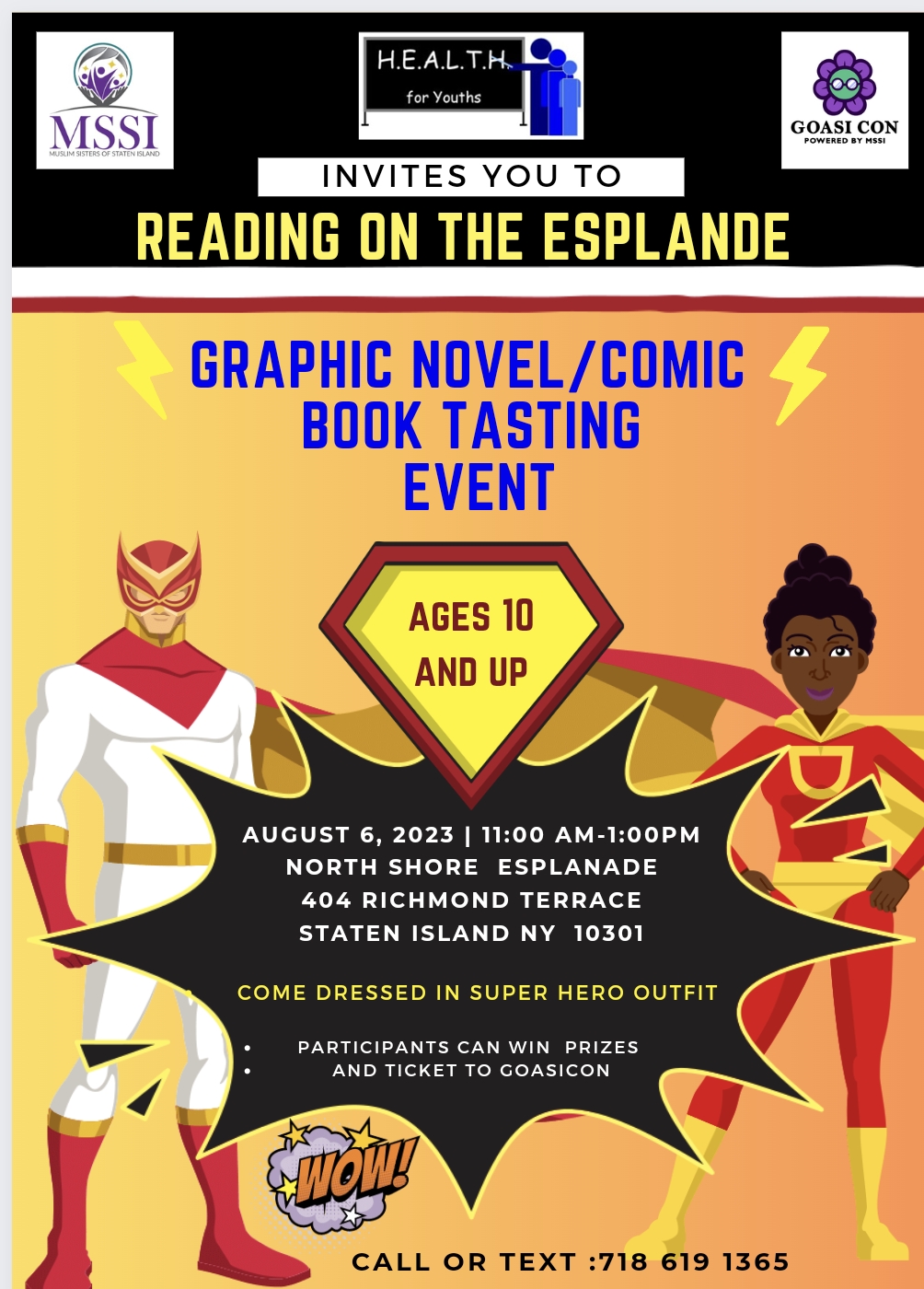 Reading on the Esplanade Graphic Novel /comic book tasting event