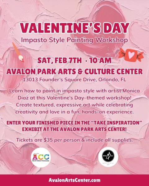 Valentine's Day Impasto Style Painting Workshop