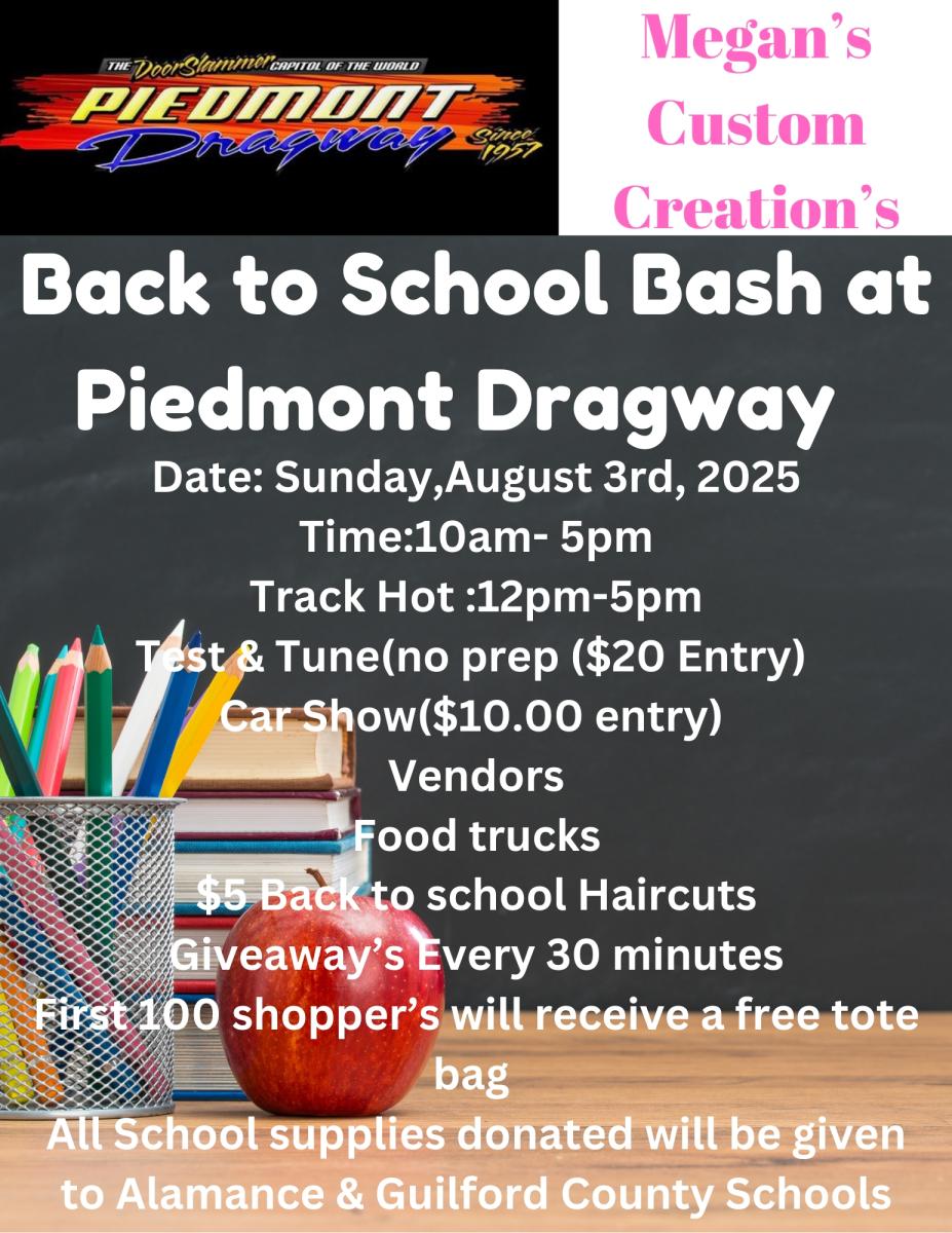 Back to school event at Piedmont Dragway