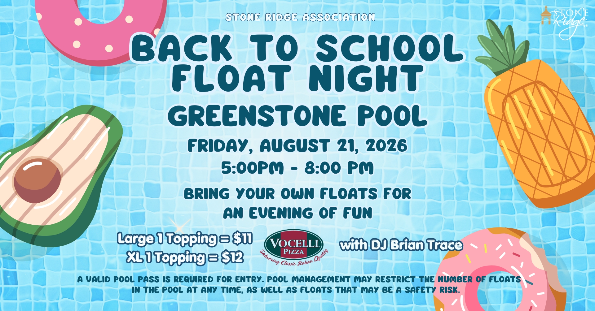 Stone Ridge:  Back to School Pool Party