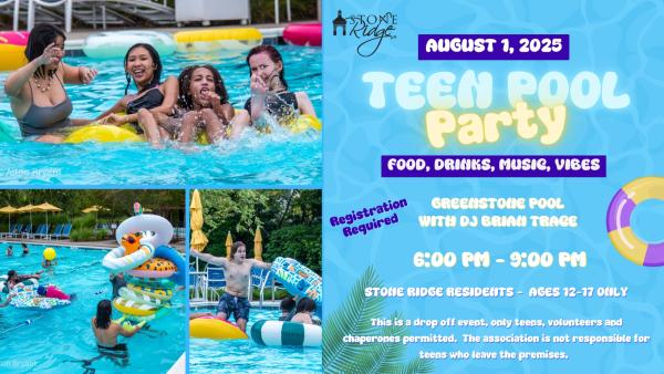 Stone Ridge:  Teen Pool Party