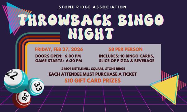 Stone Ridge - Throw Back Bingo Night - February
