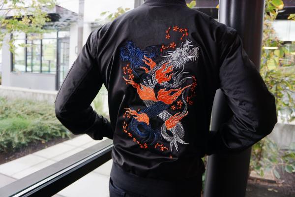 Double Dragon Embroidered Bomber Jacket picture