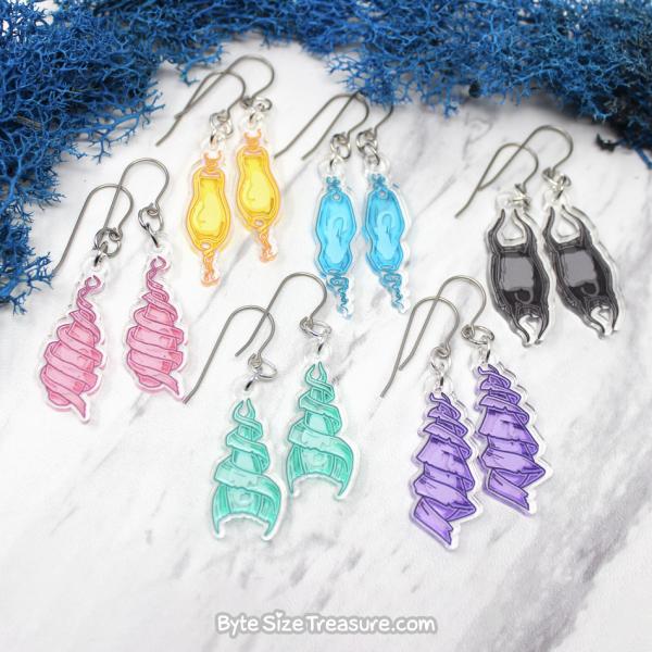 Acrylic Shark Egg Case Earrings