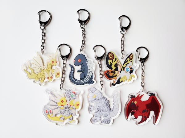 Godzilla Charm - King Ghidora - Mothra - Mecha King Ghidorah - Mechagodzilla -Rodan - Kaiju Charm - Monster Charm - Kaiju Keychain picture