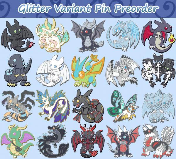 Glitter Variant Dragon Pins