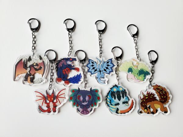 Monster Hunter World Charm - Rathalos - Rathian - Legiana - Odogaron - Pukei-Pukei - Nergigante - Xeno Jiiva - Dodogama - Monster Keychain picture