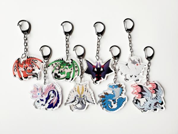 Monster Hunter Charm - Amatsu - Gore Magala - Lagiacrus - Mizutsune - White Fatalis - Monster Keychain - Elder Dragon