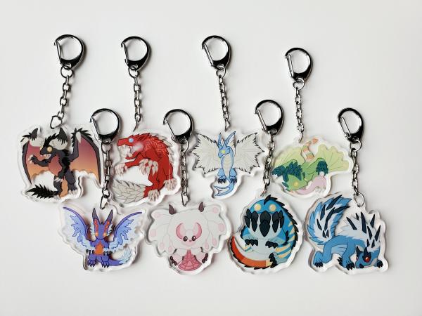 Monster Hunter World Charm - Rathalos - Rathian - Legiana - Odogaron - Pukei-Pukei - Nergigante - Xeno Jiiva - Dodogama - Monster Keychain picture