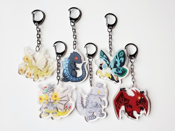 Godzilla Charm - King Ghidora - Mothra - Mecha King Ghidorah - Mechagodzilla -Rodan - Kaiju Charm - Monster Charm - Kaiju Keychain picture