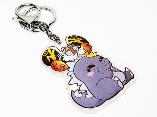 Godzilla and Mothra King and Queen of Kaiju Monsters Glitter 3in. Keychain Cute Kawaii Gift picture