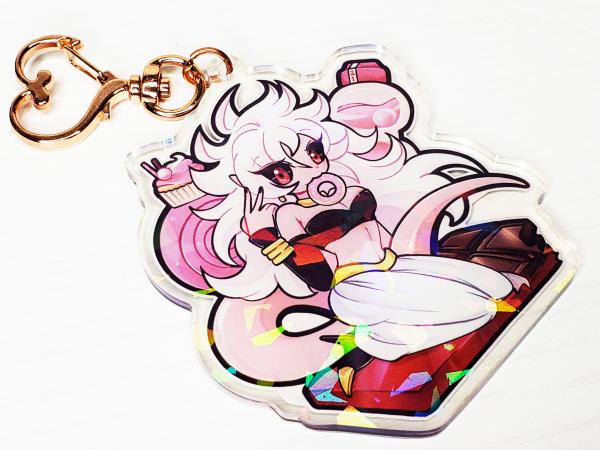 Android 21 Cracked Hologram Double-Sided 3in. Keychain Cute Kawaii Sweets Gift picture