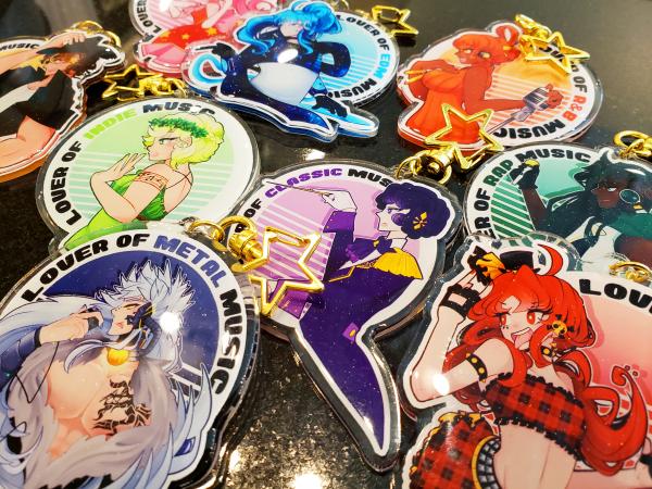 Favorite Music Genre 3" Keychains! Sparkly Glitter Epoxy and double-sided! picture