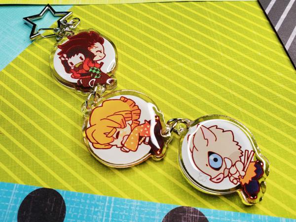 Smol Hunting Monster Sword Bois Stacked Chain Charm Set Double Sided Epoxy Acrylic