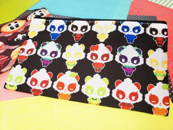 PandaGyoza's Original Mascot Fabric Pencil Pouch: Cute Panda Gift Donuts or Fruits Themed School Supply picture