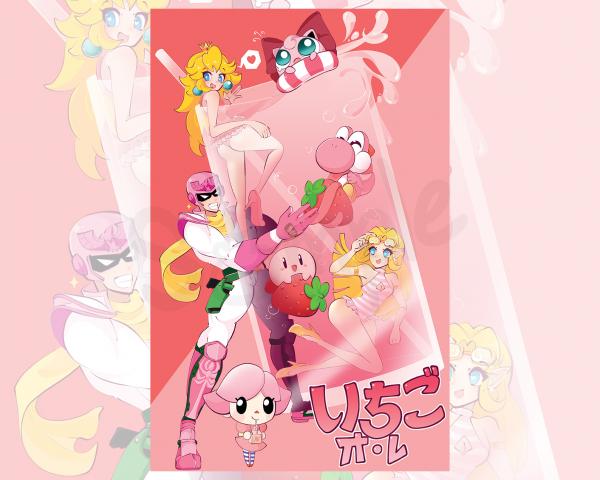 Strawberry Pink Milk Team! SSBU: Super Smash Brothers Ultimate 11in. x 17in. Poster picture