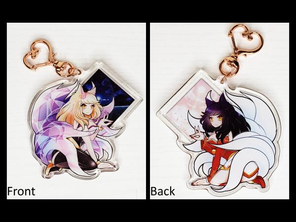 LoL: League of Legends Ahri KDA Glitter Double-Sided 3in. Keychain Cute Kawaii Gift Accessory picture