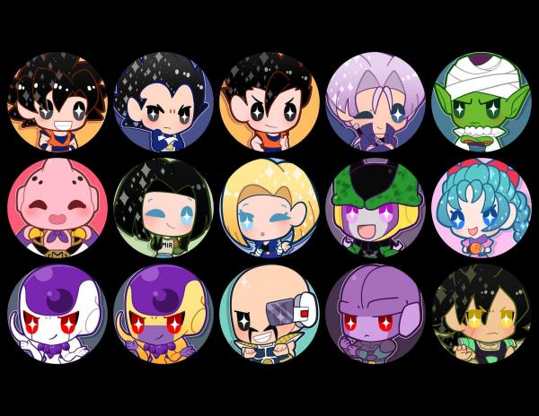 DBZ Fighting Anime 1.25" Pinback Buttons Set of 15 Cute Chibi Kawaii Gift