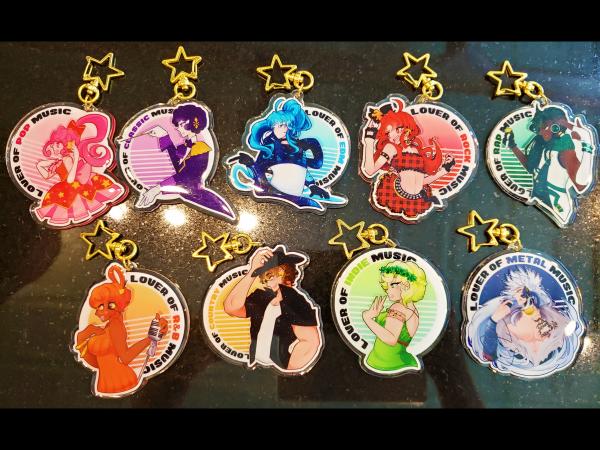 Favorite Music Genre 3" Keychains! Sparkly Glitter Epoxy and double-sided! picture