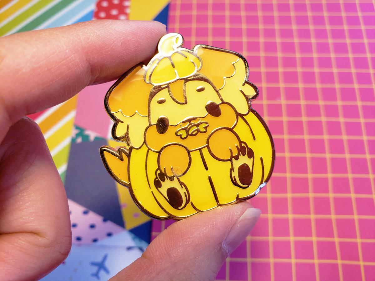 BTS Halloween Cute Pumpkin Puppies (Set of all 7) Gold Soft 1.75 inches Enamel Pin Badge Bangtan ë°©íƒ„ì†Œë…„ë‹¨ Kpop Dynamite picture