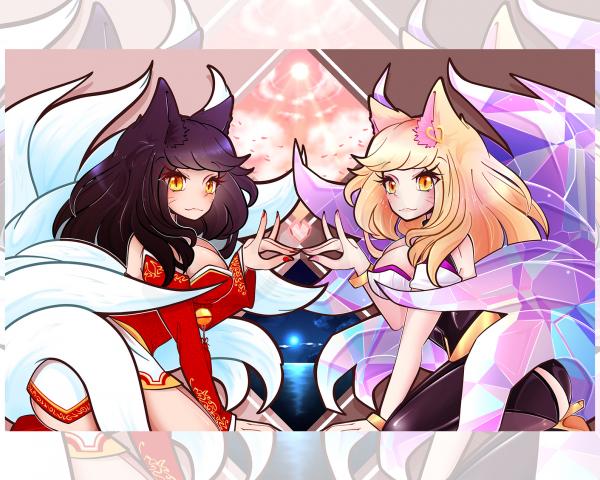 LoL: Ahri and KDA Ahri [Fox Love Theme!] 11in. x 17in. Hologram Poster picture