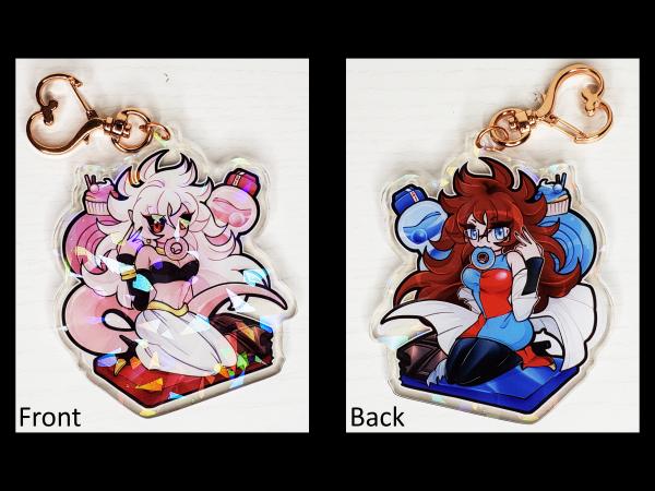 Android 21 Cracked Hologram Double-Sided 3in. Keychain Cute Kawaii Sweets Gift picture