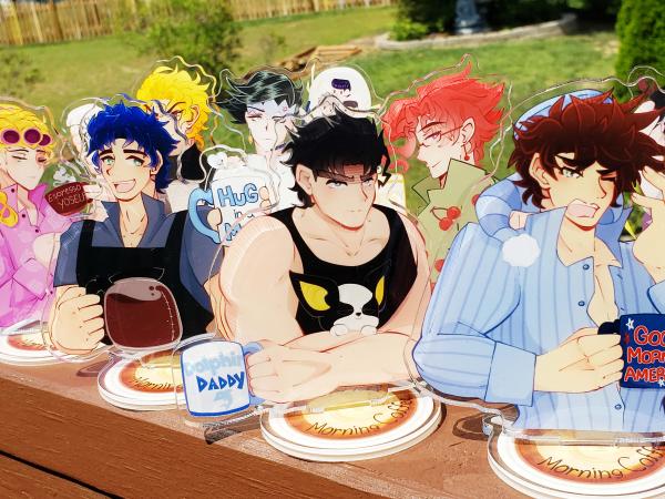 Crazy Big Anime Boy's Morning Coffee Time Acrylic Standees