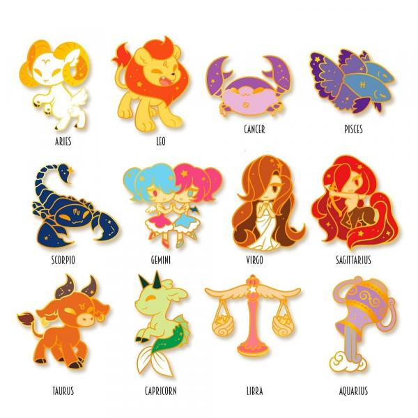 Colourful Astrology Signs Enamel Pin picture