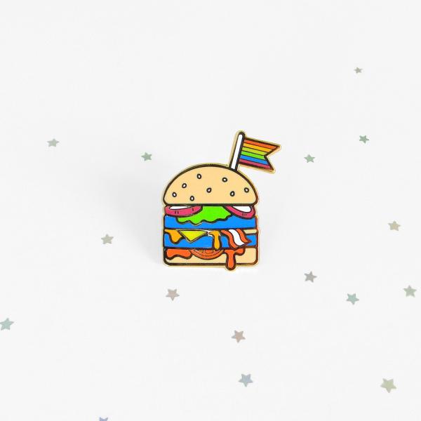 Gay burger hard enamel pin